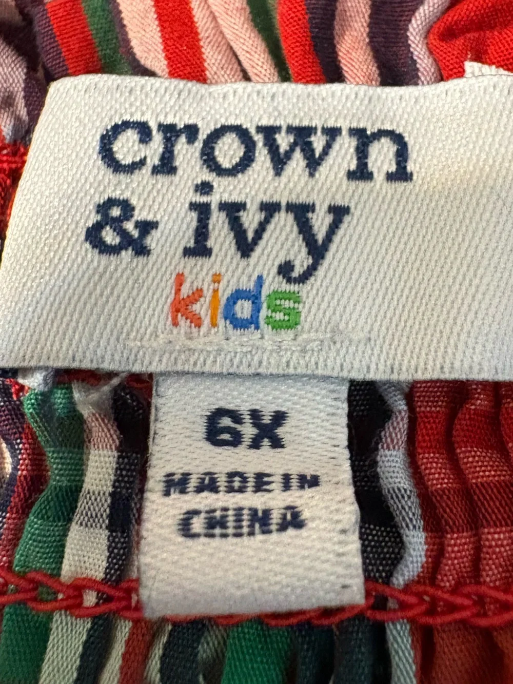 Crown & Ivy Kids dress size 6X festive‎ red green plaid smocked Tiered Dress